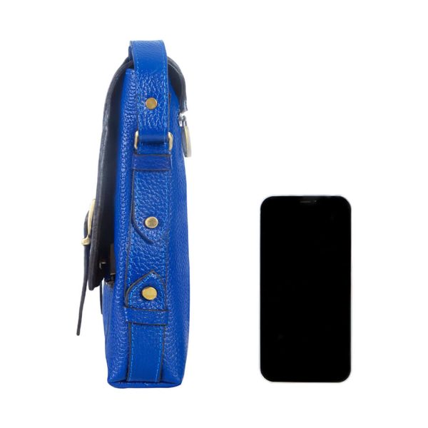 کیف دوشی اسپرت چرم طبیعی آروین چرم آبی کاربنی AR-125 arvinleather