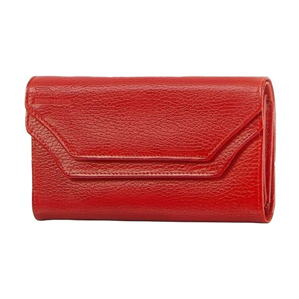 کیف پول زنانه چرم طبیعی قرمز آروین چرم