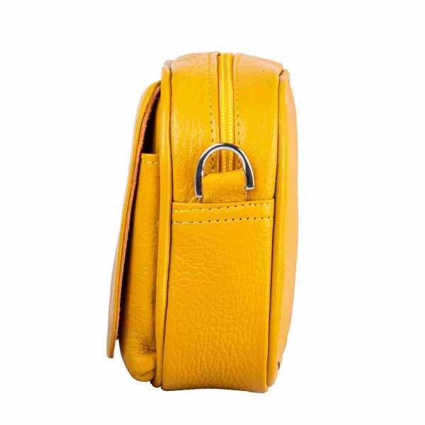 کیف دوشی زرد زنانه چرم طبیعی آروین چرم کد arvinleather AR-140