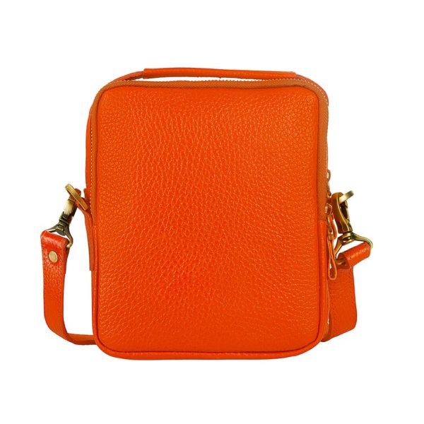 کیف دوشی اسپرت چرم طبیعی آروین چرم نارنجی AR-125 arvinleather