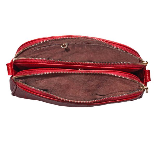 کیف دوشی زنانه چرم طبیعی آروین چرم قرمز کد AR-153 (2)