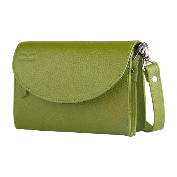 کیف دوشی کوچک چرم طبیعی زنانه آوین چرم سبز AR-116