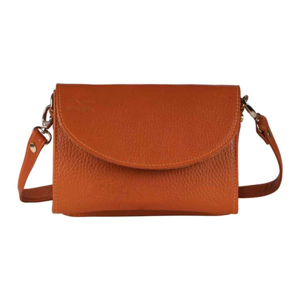 کیف دوشی کوچک چرم طبیعی زنانه آوین چرم نارنجی AR-116