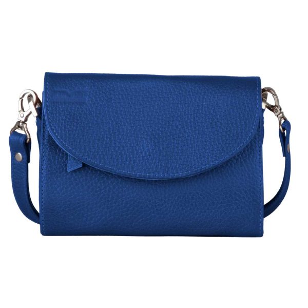 کیف دوشی کوچک چرم طبیعی زنانه آوین چرم آبی‌کاربنی AR-116