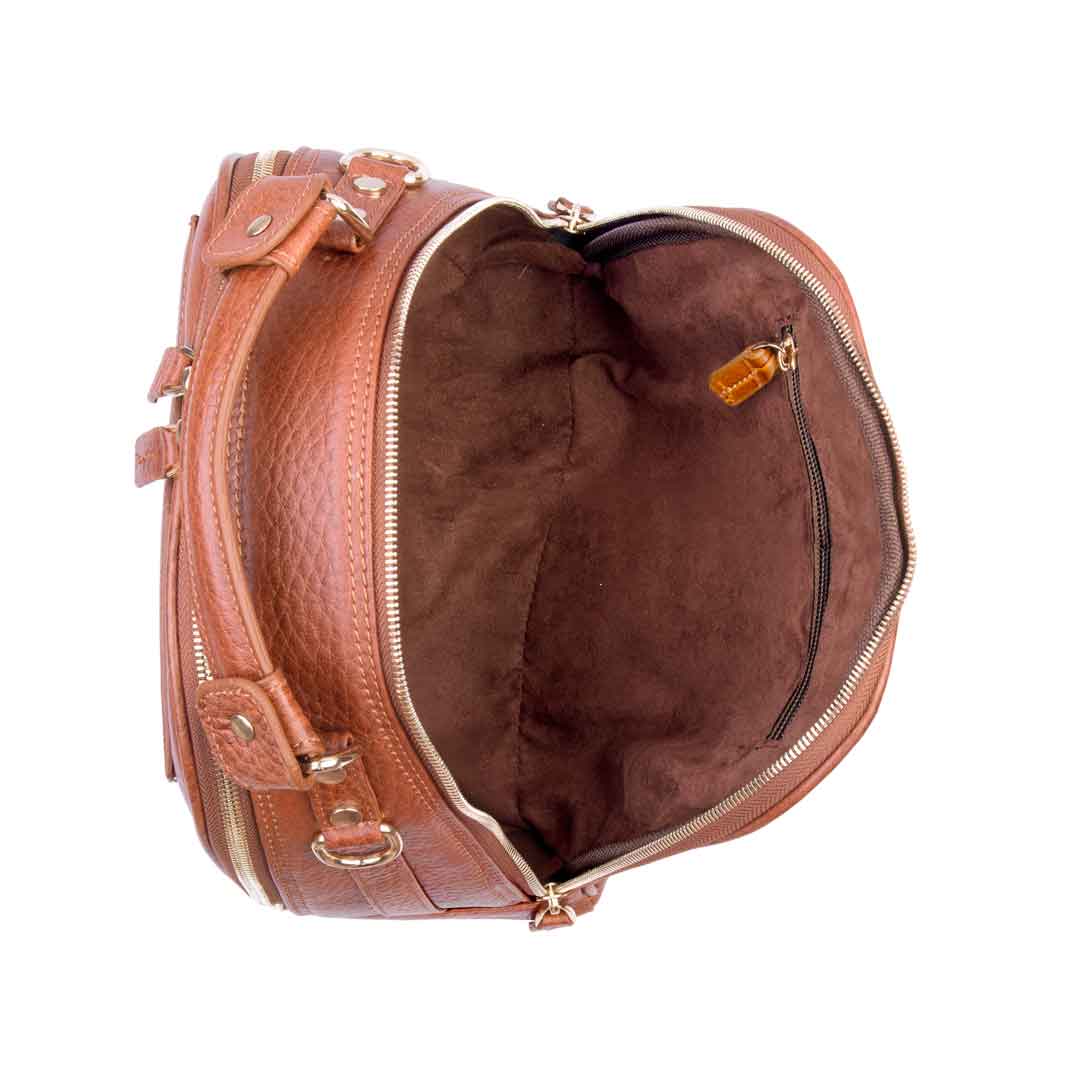 کیف دوشی زنانه چرم طبیعی آروین چرم عسلی کد AR-184