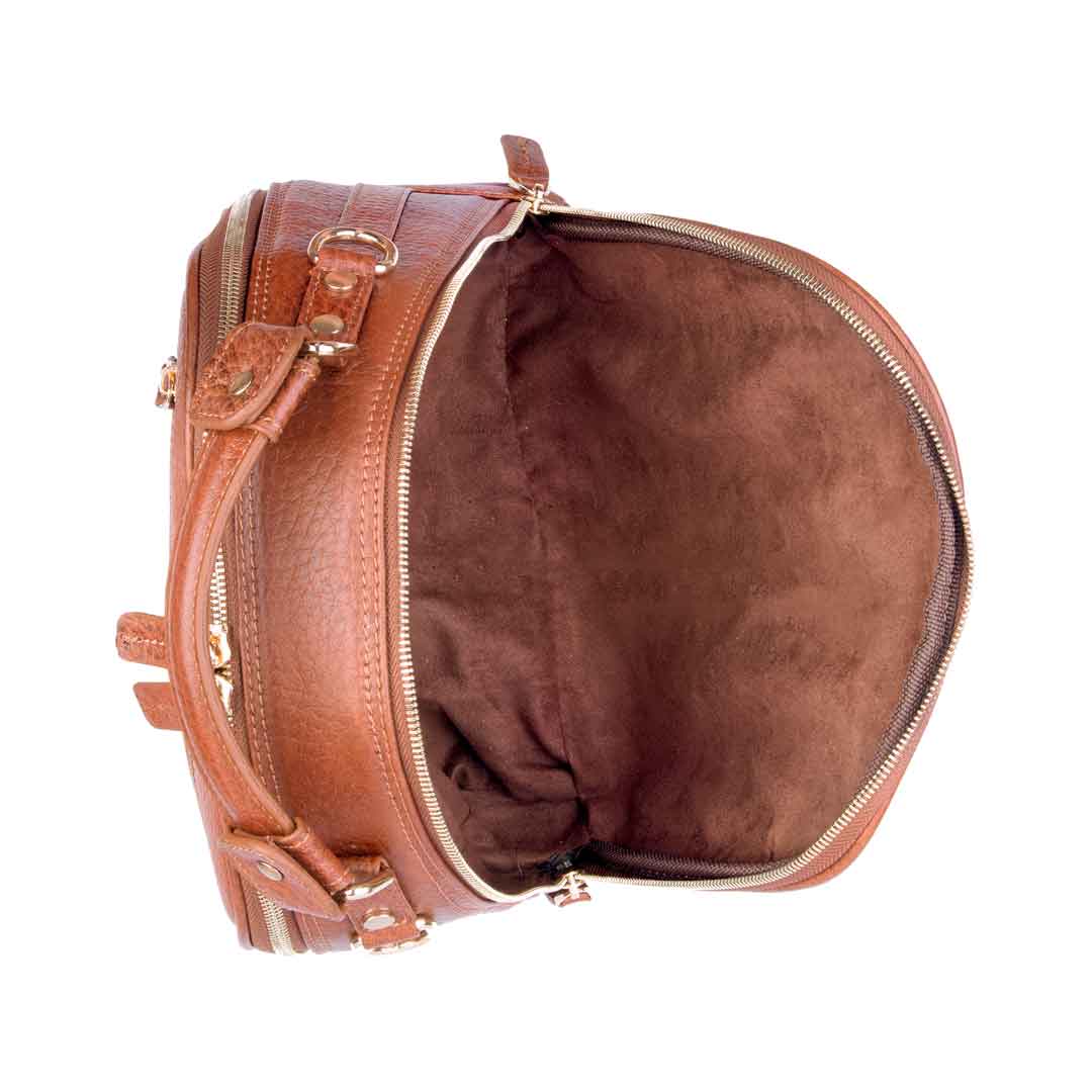 کیف دوشی زنانه چرم طبیعی آروین چرم عسلی کد AR-184