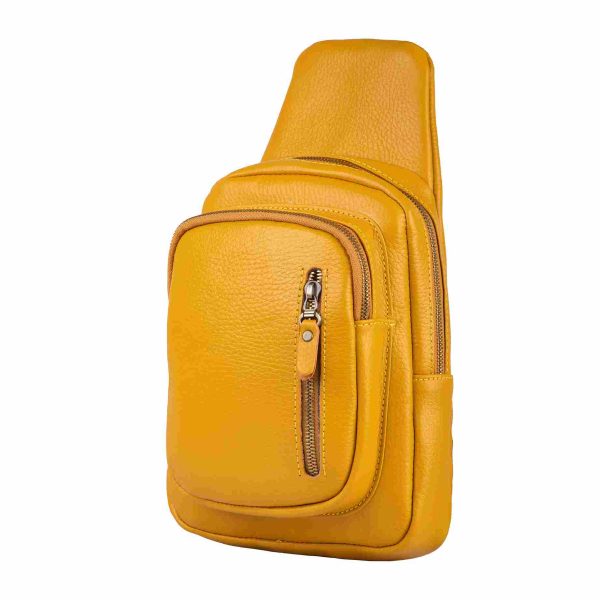 کیف کوله بادی بگ چرم طبیعی زرد آروین‌ چرم کد AR-505