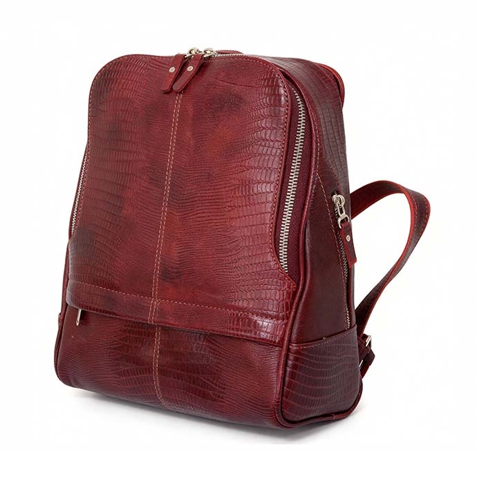 کوله پشتی چرم طبیعی آروین چرم کد AR-512 زرشکی