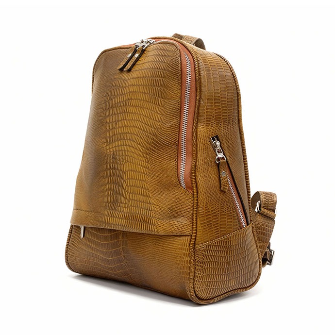 کوله پشتی چرم طبیعی آروین چرم کد AR-512 عسلی (1)