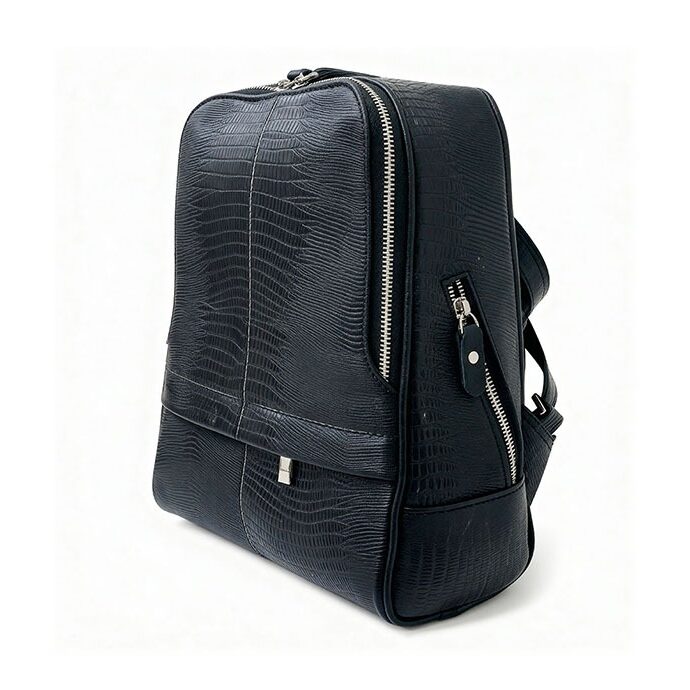 کوله پشتی چرم طبیعی آروین چرم کد AR-512 مشکی