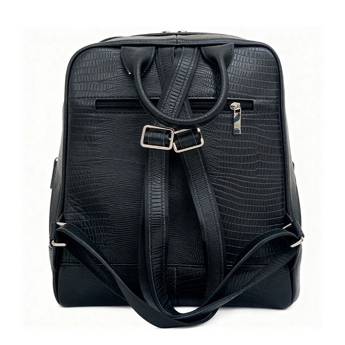 کوله پشتی چرم طبیعی آروین چرم مشکی AR-504